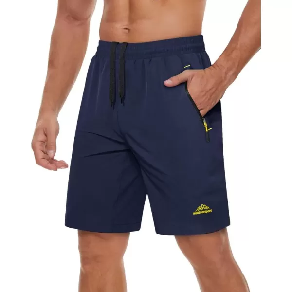 TACVASEN Men's Shorts Quick Dry Breathable Running Workout Jogging Shorts Gym Training Shorts with 3 Zipper Pockets