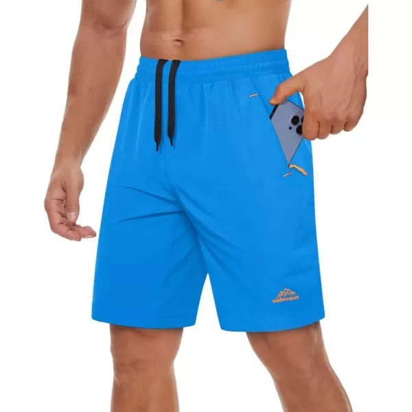 TACVASEN Men's Shorts Quick Dry Breathable Running Workout Jogging Shorts Gym Training Shorts with 3 Zipper Pockets