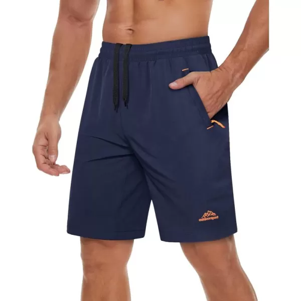 TACVASEN Men's Shorts Quick Dry Breathable Running Workout Jogging Shorts Gym Training Shorts with 3 Zipper Pockets