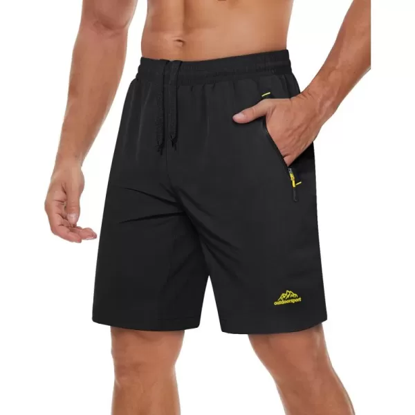 TACVASEN Men's Shorts Quick Dry Breathable Running Workout Jogging Shorts Gym Training Shorts with 3 Zipper Pockets