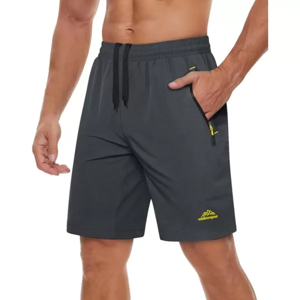 TACVASEN Men's Shorts Quick Dry Breathable Running Workout Jogging Shorts Gym Training Shorts with 3 Zipper Pockets