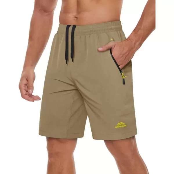 TACVASEN Men's Shorts Quick Dry Breathable Running Workout Jogging Shorts Gym Training Shorts with 3 Zipper Pockets