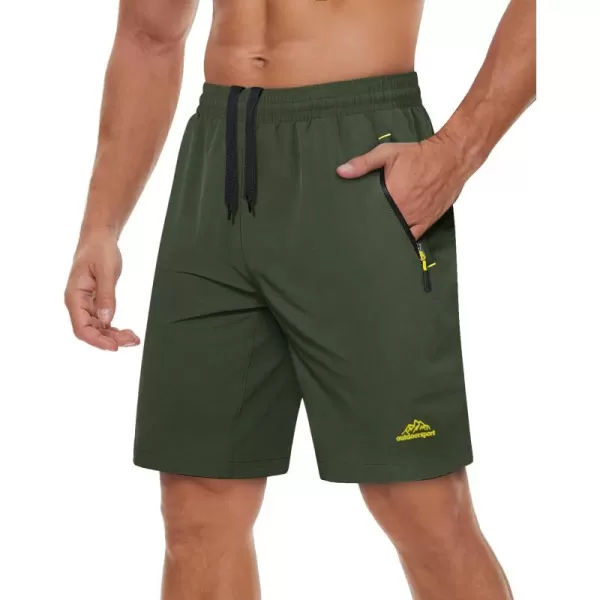 TACVASEN Men's Shorts Quick Dry Breathable Running Workout Jogging Shorts Gym Training Shorts with 3 Zipper Pockets