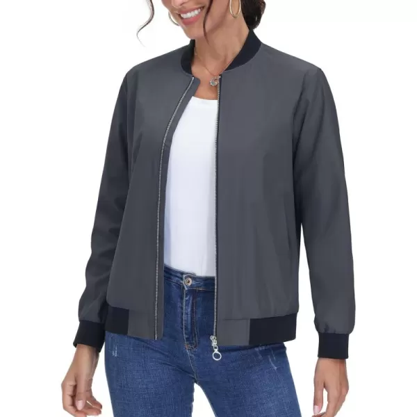 TACVASEN Women's Casual Bomber Jacket Lightweight Windbreaker Jackets Windproof Spring Fall Jackets with Pockets
