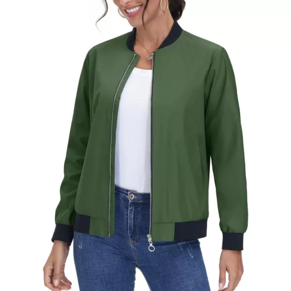 TACVASEN Women's Casual Bomber Jacket Lightweight Windbreaker Jackets Windproof Spring Fall Jackets with Pockets