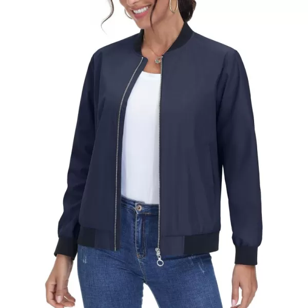 TACVASEN Women's Casual Bomber Jacket Lightweight Windbreaker Jackets Windproof Spring Fall Jackets with Pockets