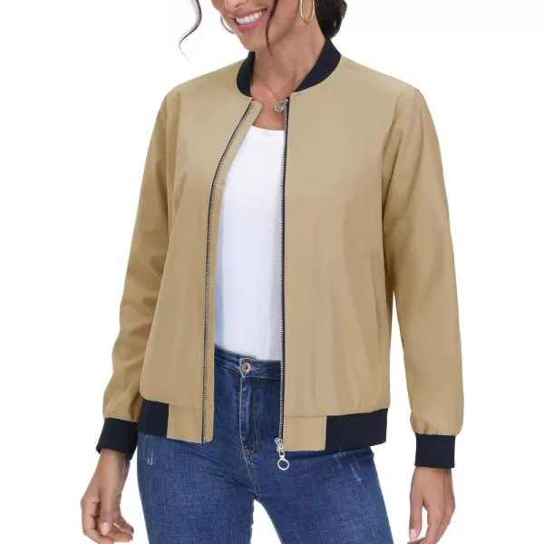 TACVASEN Women's Casual Bomber Jacket Lightweight Windbreaker Jackets Windproof Spring Fall Jackets with Pockets