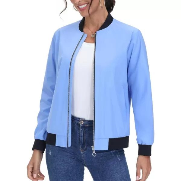 TACVASEN Women's Casual Bomber Jacket Lightweight Windbreaker Jackets Windproof Spring Fall Jackets with Pockets