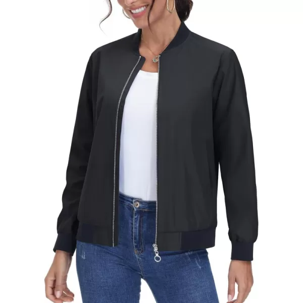 TACVASEN Women's Casual Bomber Jacket Lightweight Windbreaker Jackets Windproof Spring Fall Jackets with Pockets