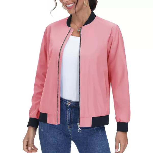 TACVASEN Women's Casual Bomber Jacket Lightweight Windbreaker Jackets Windproof Spring Fall Jackets with Pockets