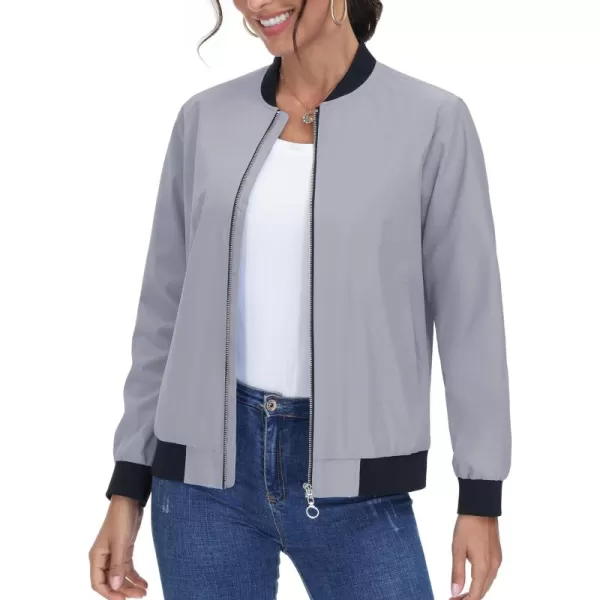 TACVASEN Women's Casual Bomber Jacket Lightweight Windbreaker Jackets Windproof Spring Fall Jackets with Pockets