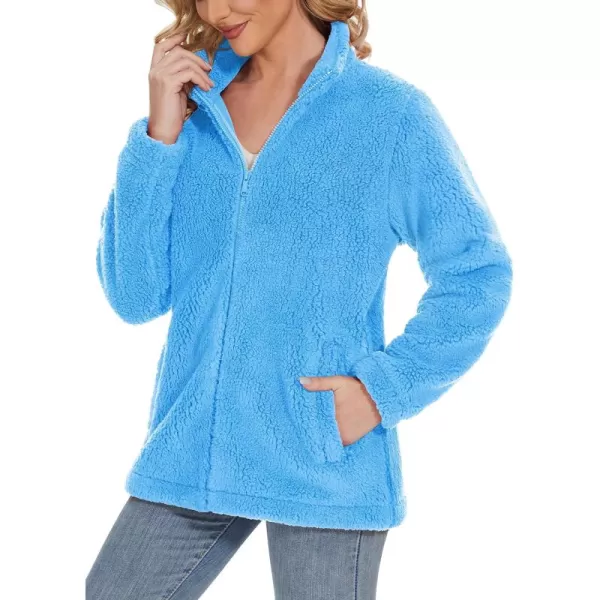 TACVASEN Women's Sherpa Fleece Jacket Full Zip Fuzzy Winter Warm Casual Coats Long Sleeve Soft Thickened Outerwear