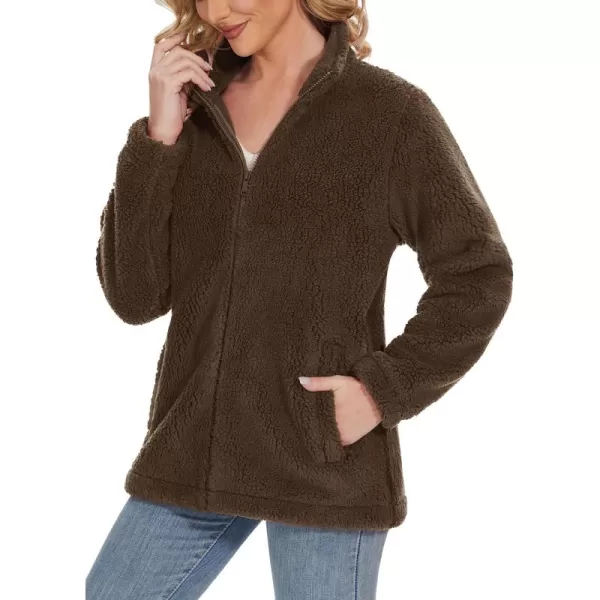 TACVASEN Women's Sherpa Fleece Jacket Full Zip Fuzzy Winter Warm Casual Coats Long Sleeve Soft Thickened Outerwear