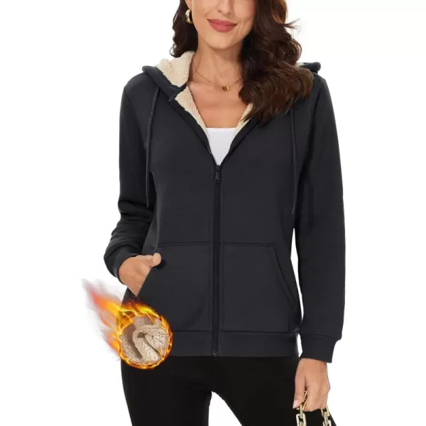 TACVASEN Women's Zip Up Hoodies Sherpa Fleece Lined Jacket for Women Winter Long Sleeve Sweatshirt with Pockets