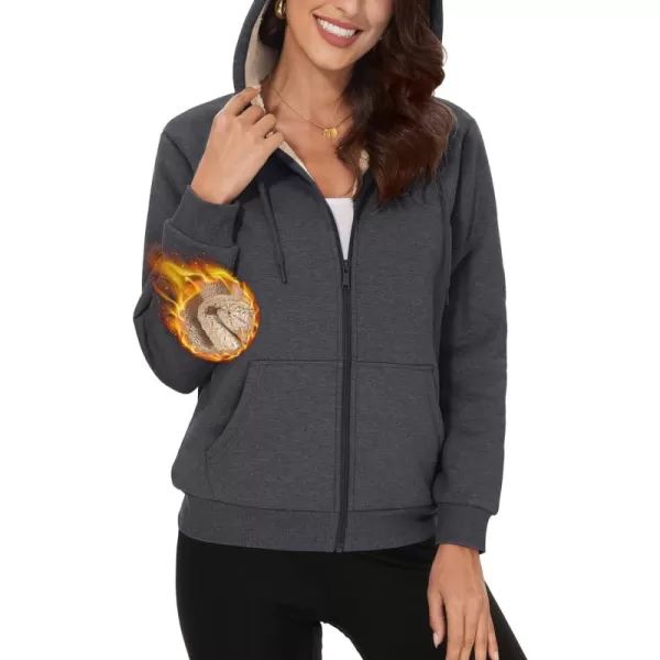 TACVASEN Women's Zip Up Hoodies Sherpa Fleece Lined Jacket for Women Winter Long Sleeve Sweatshirt with Pockets