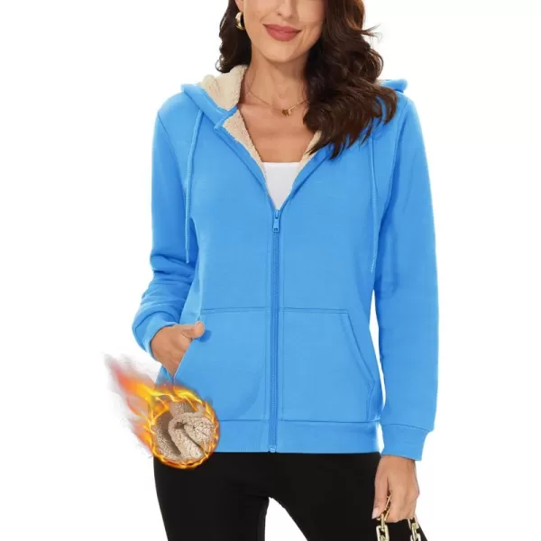 TACVASEN Women's Zip Up Hoodies Sherpa Fleece Lined Jacket for Women Winter Long Sleeve Sweatshirt with Pockets