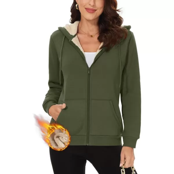 TACVASEN Women's Zip Up Hoodies Sherpa Fleece Lined Jacket for Women Winter Long Sleeve Sweatshirt with Pockets