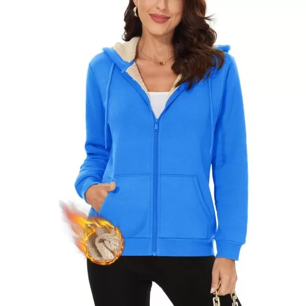 TACVASEN Women's Zip Up Hoodies Sherpa Fleece Lined Jacket for Women Winter Long Sleeve Sweatshirt with Pockets