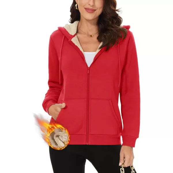 TACVASEN Women's Zip Up Hoodies Sherpa Fleece Lined Jacket for Women Winter Long Sleeve Sweatshirt with Pockets