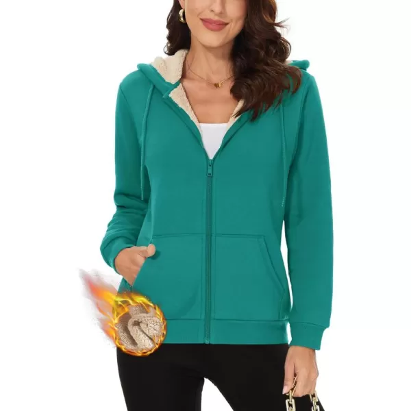 TACVASEN Women's Zip Up Hoodies Sherpa Fleece Lined Jacket for Women Winter Long Sleeve Sweatshirt with Pockets