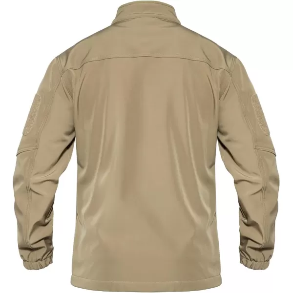 TACVASEN Mens Tactical Jackets Water Resistant Softshell Jacket Fleece Lined Hiking Training CoatKhaki