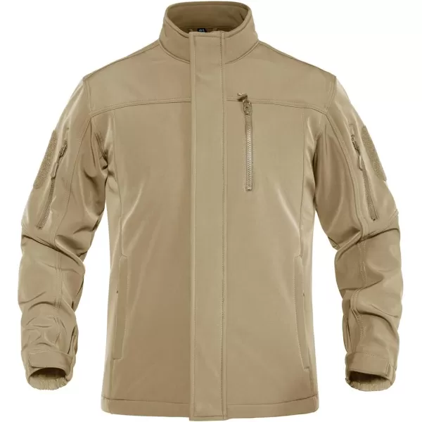 TACVASEN Mens Tactical Jackets Water Resistant Softshell Jacket Fleece Lined Hiking Training CoatKhaki