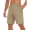imageTACVASEN Mens Hiking Cargo Shorts Lightweight Quick Dry Water Resistant Stretch Golf Shorts for Outdoor Fishing TravelKhaki