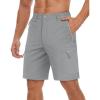 imageTACVASEN Mens Hiking Cargo Shorts Lightweight Quick Dry Water Resistant Stretch Golf Shorts for Outdoor Fishing TravelLight Grey