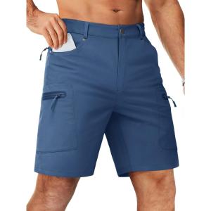 imageTACVASEN Mens Hiking Cargo Shorts 10quot with Zipper Pockets Mens Tactical Shorts Stretch Waist Casual Shorts Golf OutdoorBlue Gray