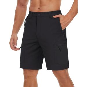 imageTACVASEN Mens Hiking Cargo Shorts Lightweight Quick Dry Water Resistant Stretch Golf Shorts for Outdoor Fishing TravelBlack