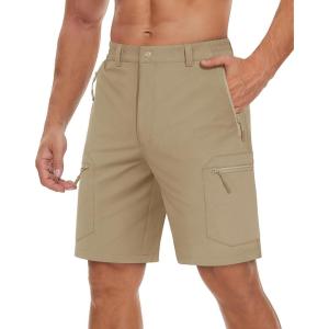 imageTACVASEN Mens Hiking Cargo Shorts Lightweight Quick Dry Water Resistant Stretch Golf Shorts for Outdoor Fishing TravelKhaki