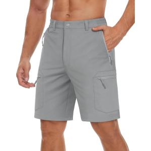 imageTACVASEN Mens Hiking Cargo Shorts Lightweight Quick Dry Water Resistant Stretch Golf Shorts for Outdoor Fishing TravelLight Grey