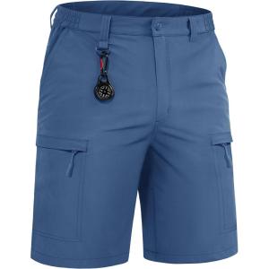 imageTACVASEN Mens Hiking Cargo Shorts Quick Dry Lightweight for Outdoor Golf Fishing Tactical Casual with Multi PocketsBlue Grey