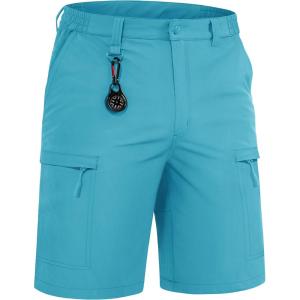 imageTACVASEN Mens Hiking Cargo Shorts Quick Dry Lightweight for Outdoor Golf Fishing Tactical Casual with Multi PocketsIce Blue