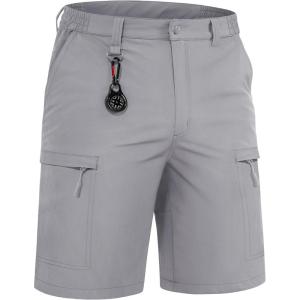 imageTACVASEN Mens Hiking Cargo Shorts Quick Dry Lightweight for Outdoor Golf Fishing Tactical Casual with Multi PocketsLight Grey