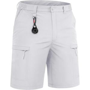imageTACVASEN Mens Hiking Cargo Shorts Quick Dry Lightweight for Outdoor Golf Fishing Tactical Casual with Multi PocketsWhite