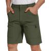 imageTACVASEN Mens Cargo Shorts Quick Dry Lightweight Elastic Waist 5 Zipper Pockets 10quot Shorts Outdoor Fishing Hiking GolfArmy Green