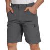 imageTACVASEN Mens Cargo Shorts Quick Dry Lightweight Elastic Waist 5 Zipper Pockets 10quot Shorts Outdoor Fishing Hiking GolfDark Grey