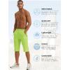 imageTACVASEN Mens Quick Dry Hiking 34 Long Capri Shorts Athletic Workout Running Shorts with Zipper PocketsYellow Green