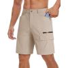 imageTACVASEN Mens Summer Outdoor Shorts Quick Dry Cargo Casual Work Hiking Shorts NO BeltLightkhaki