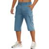imageTACVASEN Mens Capri Pants Long Shorts Below Knee Cargo Shorts 34 Hiking Lightweight Quick Dry with Pockets for WorkoutLight Blue