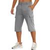 imageTACVASEN Mens Capri Pants Long Shorts Below Knee Cargo Shorts 34 Hiking Lightweight Quick Dry with Pockets for WorkoutLight Grey