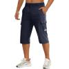 imageTACVASEN Mens Capri Pants Long Shorts Below Knee Cargo Shorts 34 Hiking Lightweight Quick Dry with Pockets for WorkoutNavy