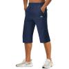 imageTACVASEN Mens Quick Dry Hiking 34 Long Capri Shorts Athletic Workout Running Shorts with Zipper PocketsBlue