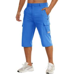 imageTACVASEN Mens Capri Pants Long Shorts Below Knee Cargo Shorts 34 Hiking Lightweight Quick Dry with Pockets for WorkoutAzure