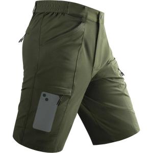 imageTACVASEN Mens Cargo Shorts Quick Dry Lightweight Elastic Waist 5 Zipper Pockets 10quot Shorts Outdoor Fishing Hiking GolfArmy Green