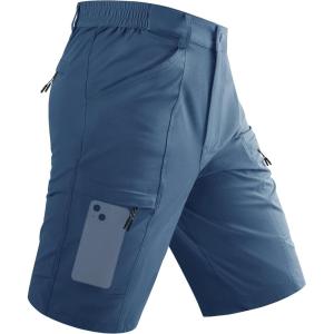 imageTACVASEN Mens Cargo Shorts Quick Dry Lightweight Elastic Waist 5 Zipper Pockets 10quot Shorts Outdoor Fishing Hiking GolfBlue Grey