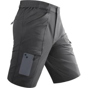 imageTACVASEN Mens Cargo Shorts Quick Dry Lightweight Elastic Waist 5 Zipper Pockets 10quot Shorts Outdoor Fishing Hiking GolfDark Grey