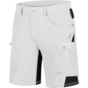 imageTACVASEN Mens Hiking Cargo Shorts 10quot with Zipper Pockets Mens Shorts Casual Stretch Waist Golf Shorts Outdoor SummerWhite