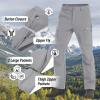 imageTACVASEN Mens Hiking Pants Fleece Lined Cargo Work Pants with 5 Pockets for Fishing Camping TravelLight Grey